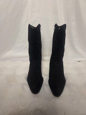 VIA ACCENTI Classic Black Suede Mid-Calf Pointed Heeled Boots